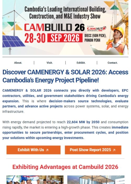 A focus on CAMENERGY/SOLAR 2026 (Market overview, Growth drivers, key sectors) - CAMENERGY brochure shoutout